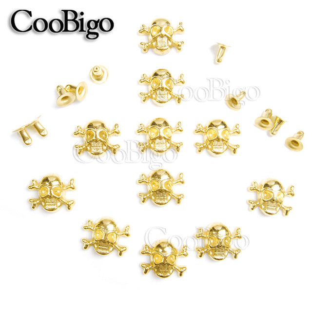 100pcs 12x14.5mm Skull Cross Bone Rivet Studs Spikes Punk DIY Leather Craft for Apparel Clothing Shoe Bag Parts Accessories