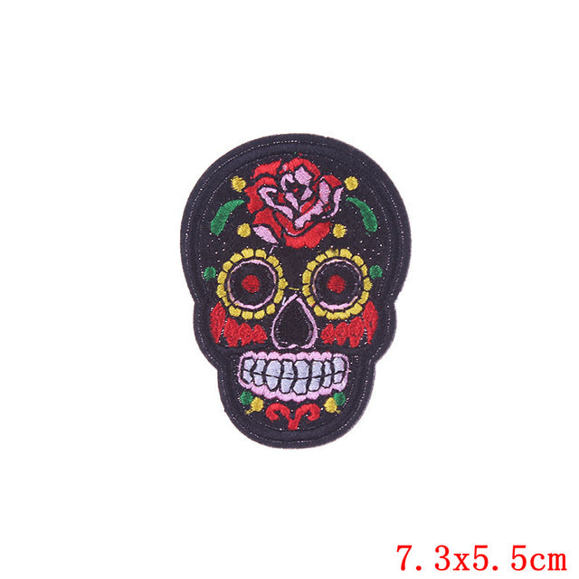 Set of 10 random sugar Skull Embroidery Patches