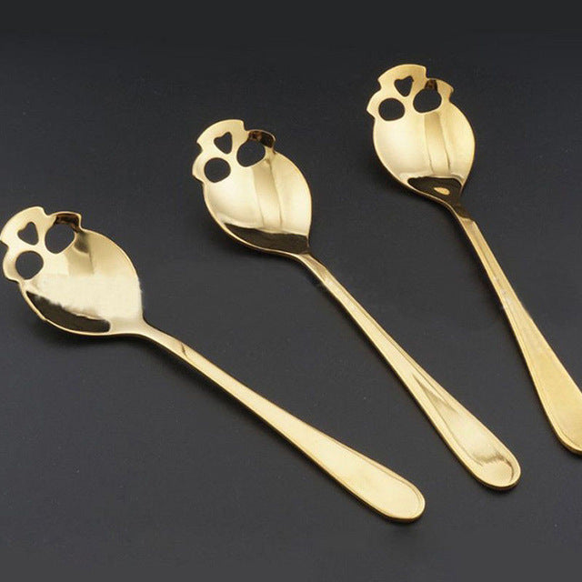 10 spoon/package - Creative Stainless Steel Skull Shape Coffee Sugar Stirring Drink Scoop Spoon Dessert Gothic Tableware Kitchenware Cutlery Gift