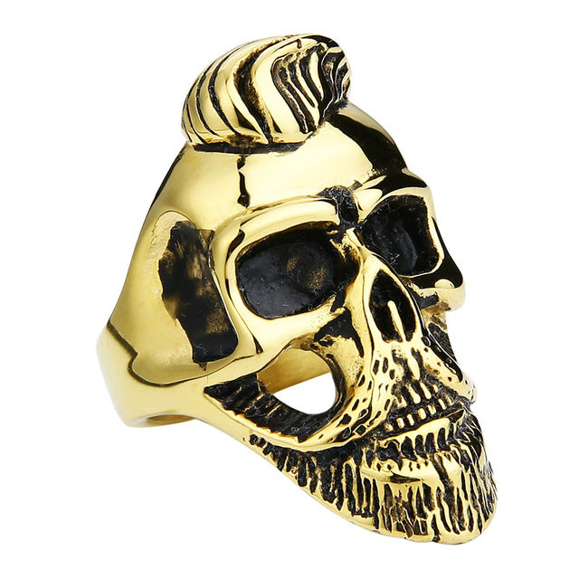 Valily Jewelry Mens Large Gothic Skull Biker Ring
