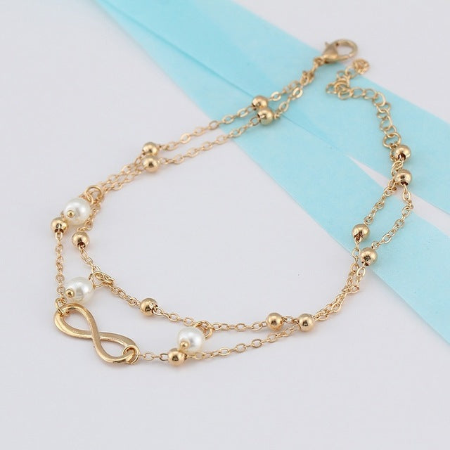 Fashion Simple Women Vintage Anklet Cross Shape Creative Stone Beads Girl Summer Beach Ankle Bracelet Boho Anklets Foot Jewelry