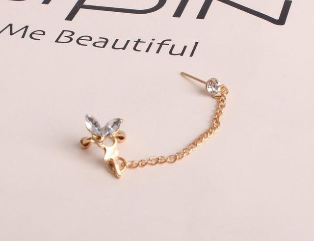 1 Pc New Fashion Personality Metal Ear Clip Leaf Tassel Earrings Pendientes Ear Cuff Women Caught In The Ear Cuffs Jewelry