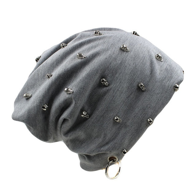 New Fashion Casual Hat With Skull Hoop Brand Caps Winter Warm Beanies