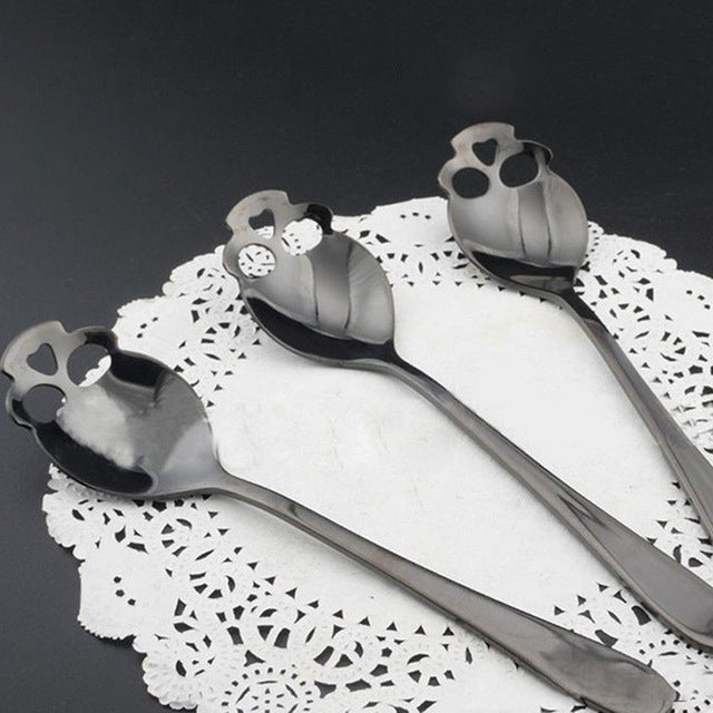 10 spoon/package - Creative Stainless Steel Skull Shape Coffee Sugar Stirring Drink Scoop Spoon Dessert Gothic Tableware Kitchenware Cutlery Gift
