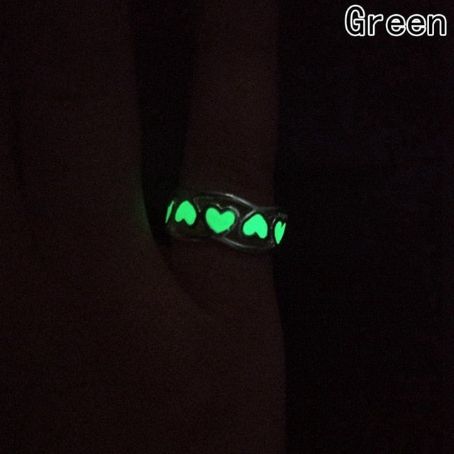 Glowing Ring Glow In The Dark Hollow Heart Love Open Ring Women Alloy