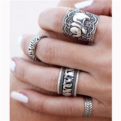 Fashion Black Opening Ring 3 pcs/set Midi Finger Knuckle Ring Set for Women Punk Alloy Finger Rings Boho Jewelry