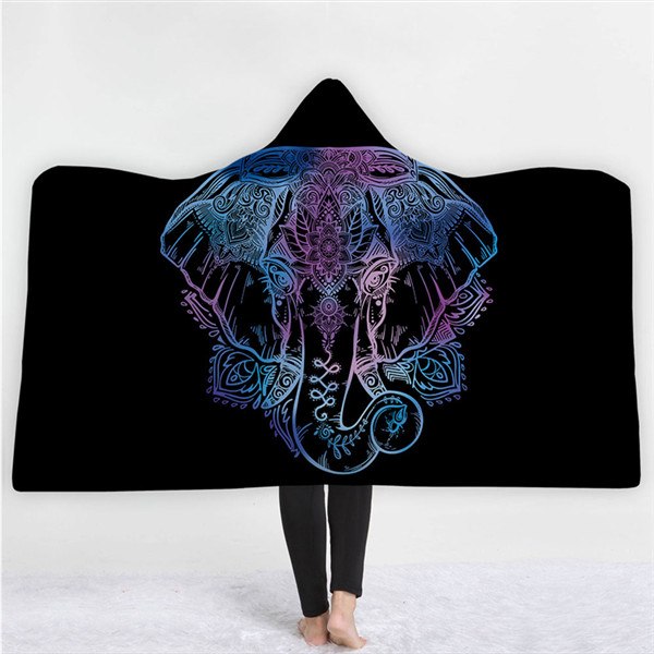 Halloween Skull Hooded Blanket Winter Warm Coral Fleece Printed Portable Anti-Pilling Soft Fluffy Blanket Thick Luxury Family
