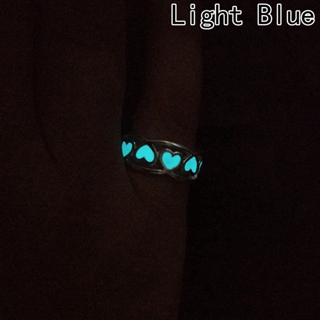 Glowing Ring Glow In The Dark Hollow Heart Love Open Ring Women Alloy
