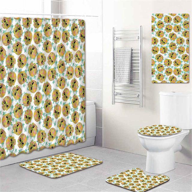 5Pcs/Set 3D Skull Shower Curtain Bath Rug Set