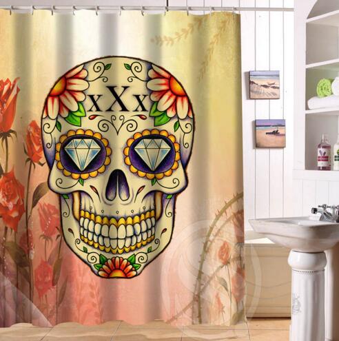 24 Style Custom Classic Skull Bathroom Waterproof Shower Curtain Durable Classic Bathroom decorative