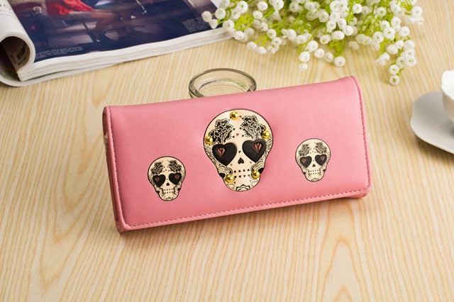 Lady wallet long wallet purse lady skull tide spot