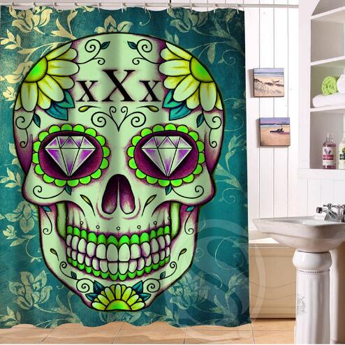 24 Style Custom Classic Skull Bathroom Waterproof Shower Curtain Durable Classic Bathroom decorative