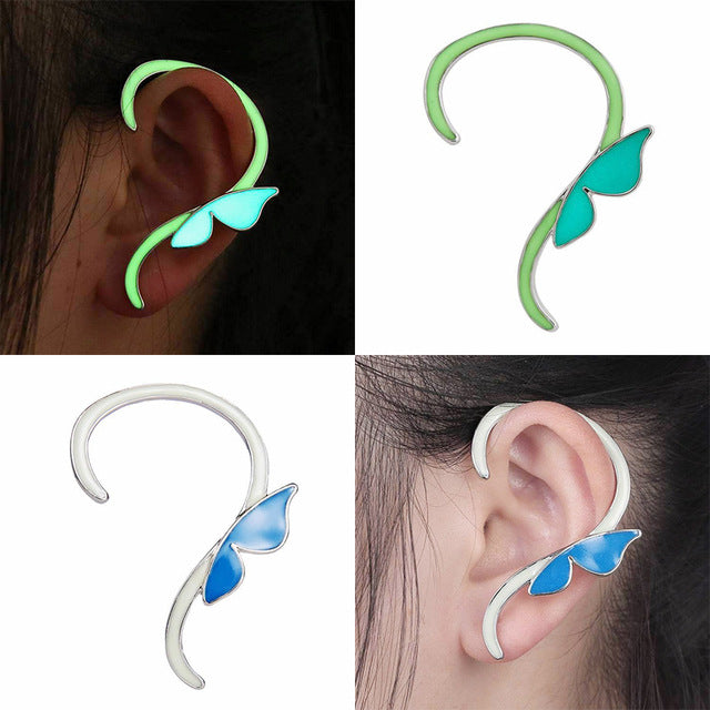 Punk Ear Cuff Wrap Glow In The Dark Shellhard Trendy Luminous Ear Clip Earrings Stud Earrings For Women Jewelry