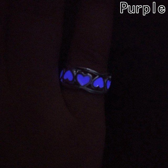 Glowing Ring Glow In The Dark Hollow Heart Love Open Ring Women Alloy