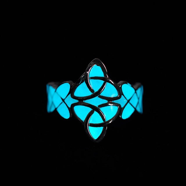 Punk Luminos Ring For Women Adjusted Geometric Mayan Mysterious Luminous Fluorescent Glowing Rings Stoneanel Feminino
