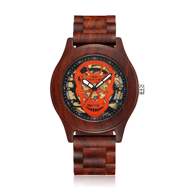 Fashion Men's Mechanical Watches Wooden Skull