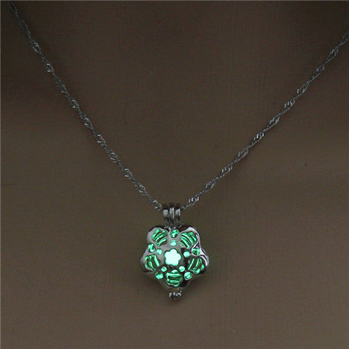 Luminous Horse Skull Pineapple Rose Necklace Pendant Hollow Long Silver Chain Link Pendants Sweater Necklace