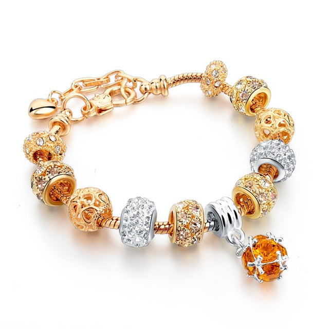 Luxury Crystal Heart Charm Bracelets & Bangles Gold Bracelets For Women Jewellery Pulseira Feminina