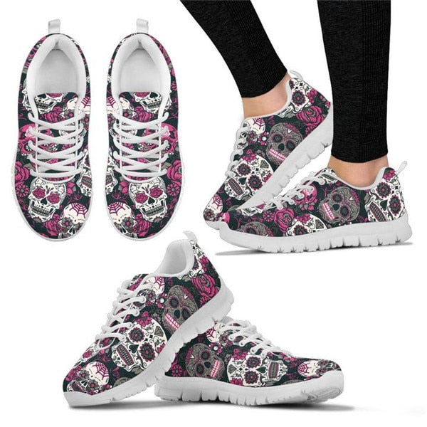 Sugar Skulls Women Shoes Flats Sneakers