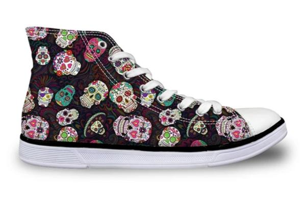Trendy Sugar Skulls Pattern Women Sneakers Summer Autumn High Top