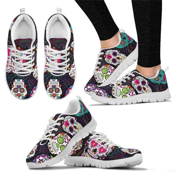 Sugar Skulls Women Shoes Flats Sneakers