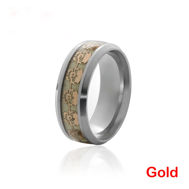 1 Pcs Luminous Skull Rings for Men Gold Silver Glow In The Dark Rings Stainless Steel Women Rings Jewelry