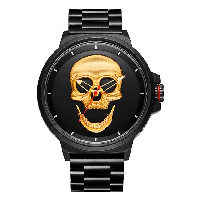 3D Black Watch Pirate Skull Style Quartz Men Watches Brand Men Military steel Men Sports Watch Waterproof Relogio Masculino