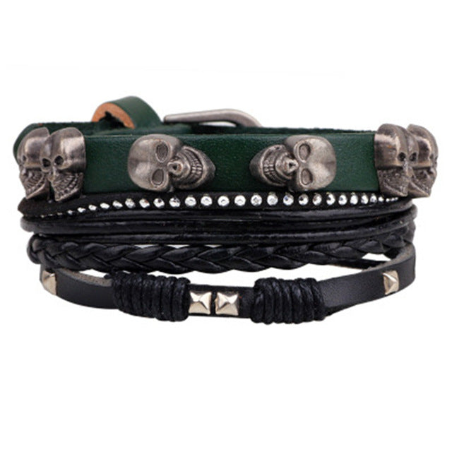 New Fashion Bead Leather Bracelets & bangles for Women 3/4 pcs 1 Set Multilayer Wristband Bracelet Men Pulseiras