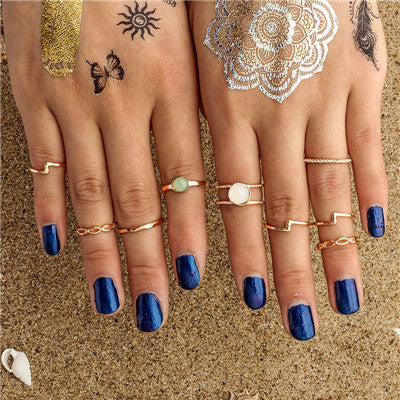 Fashion Black Opening Ring 3 pcs/set Midi Finger Knuckle Ring Set for Women Punk Alloy Finger Rings Boho Jewelry
