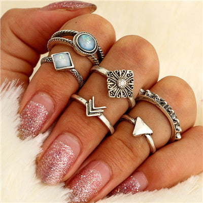 Fashion Black Opening Ring 3 pcs/set Midi Finger Knuckle Ring Set for Women Punk Alloy Finger Rings Boho Jewelry