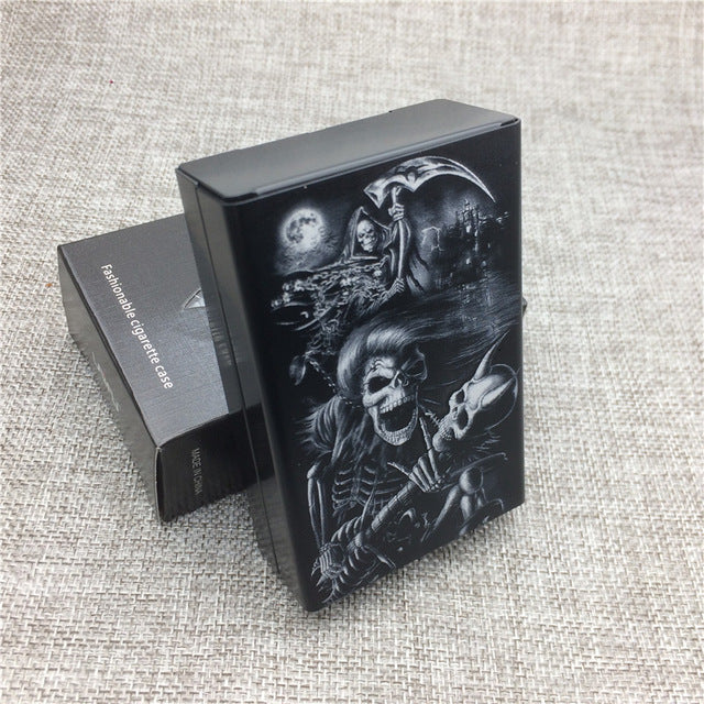 King Death Guitarist Aluminium Alloy Fashion Beauty Cigarette Case Laser Carved Will Not Fade Cigarette Box