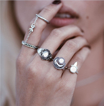 Fashion Black Opening Ring 3 pcs/set Midi Finger Knuckle Ring Set for Women Punk Alloy Finger Rings Boho Jewelry