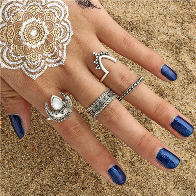 Fashion Black Opening Ring 3 pcs/set Midi Finger Knuckle Ring Set for Women Punk Alloy Finger Rings Boho Jewelry