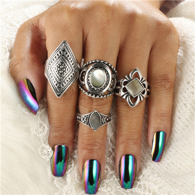 Fashion Black Opening Ring 3 pcs/set Midi Finger Knuckle Ring Set for Women Punk Alloy Finger Rings Boho Jewelry