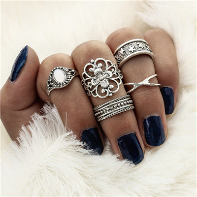 Fashion Black Opening Ring 3 pcs/set Midi Finger Knuckle Ring Set for Women Punk Alloy Finger Rings Boho Jewelry