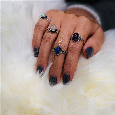 Fashion Black Opening Ring 3 pcs/set Midi Finger Knuckle Ring Set for Women Punk Alloy Finger Rings Boho Jewelry