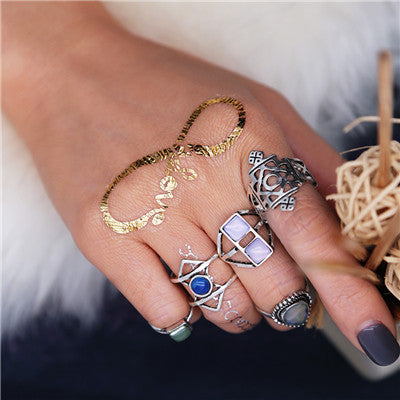 Fashion Black Opening Ring 3 pcs/set Midi Finger Knuckle Ring Set for Women Punk Alloy Finger Rings Boho Jewelry