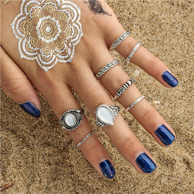Fashion Black Opening Ring 3 pcs/set Midi Finger Knuckle Ring Set for Women Punk Alloy Finger Rings Boho Jewelry