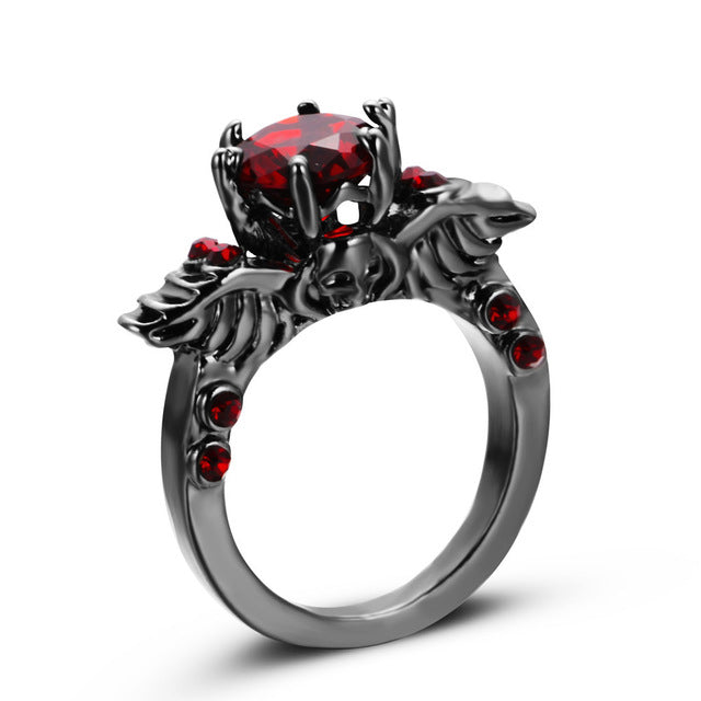 Skull Ring Black Zircon Women's Wedding Ring Punk Jewelry