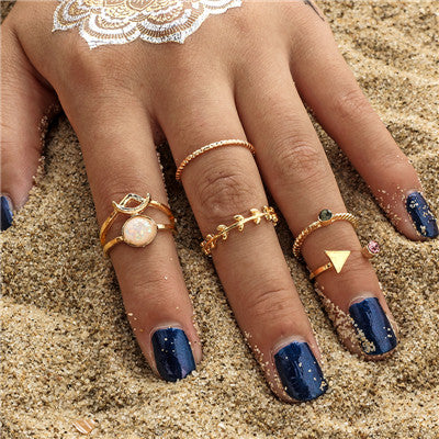 Fashion Black Opening Ring 3 pcs/set Midi Finger Knuckle Ring Set for Women Punk Alloy Finger Rings Boho Jewelry