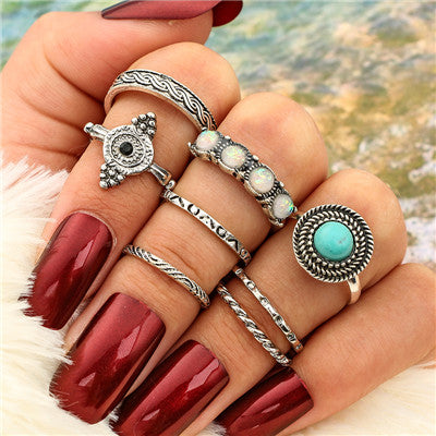 Fashion Black Opening Ring 3 pcs/set Midi Finger Knuckle Ring Set for Women Punk Alloy Finger Rings Boho Jewelry