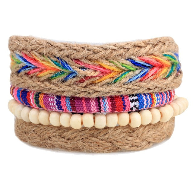 1Set (3-4PCs) Leather Bracelet Men Multilayer Bead Bracelet Punk Wrap Bracelets for Women Vintage punk Men Jewelry