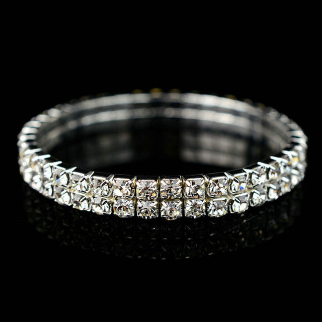 1PC Fashion Hot Sale Popular Bracelet For Women Crystal Stretch Shine Wedding Bridal Gift
