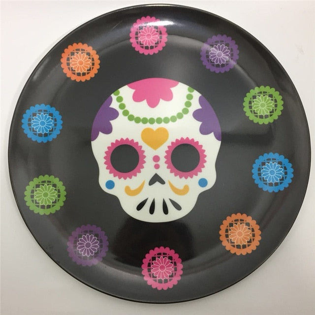 Theme plastic dessert plate fruit plate candy skull shape Halloween special plates
