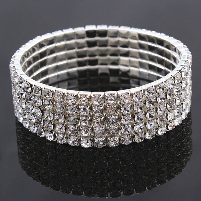 1PC Fashion Hot Sale Popular Bracelet For Women Crystal Stretch Shine Wedding Bridal Gift