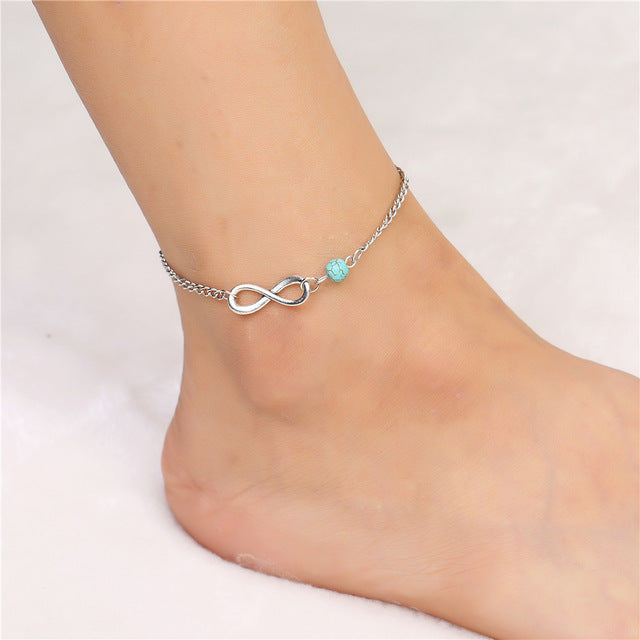 Gold Silver Color moda praia Anklet Bracelet on The Leg 2018 Fashion Summer Beach Foot Jewelry Tobilleras De Plata Para Mujer