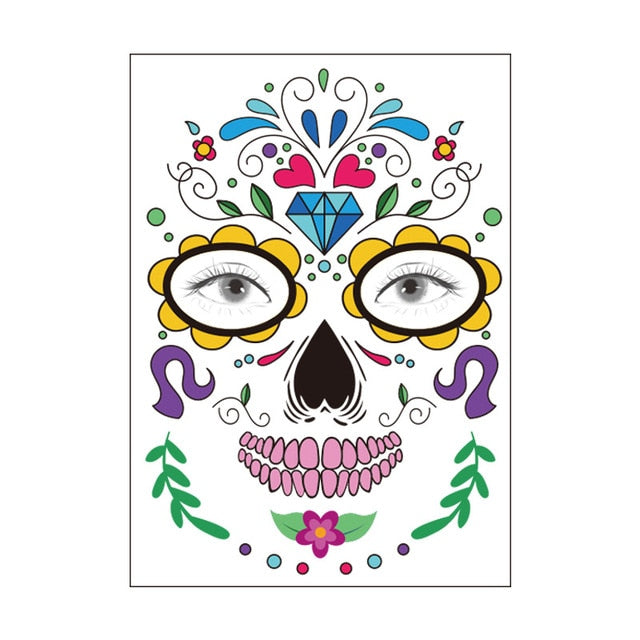 Waterproof Temporary Tattoo Sticker Party Decoration Sugar skull Mask