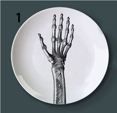 Human Body structure decorative plate art ceramic dish display tray club price fun skull dish creative kitchen decoration set