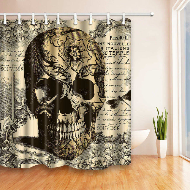 Waterproof Polyester Shower Curtain Bathroom Curtain with Hooks Skull Unicorn Home Decor Bathroom Accessory 180*180cm 1PC