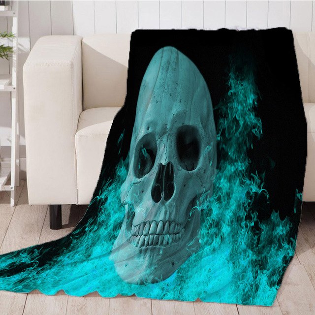 Flannel Halloween Skull Skeleton Head Spider Net Nightmare Throw Blanket Plaids Warmth Soft Plush Sofa Bed